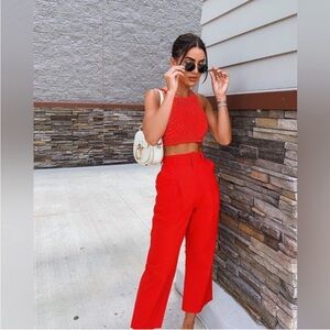 Camila Coelho Red Cropped Pants